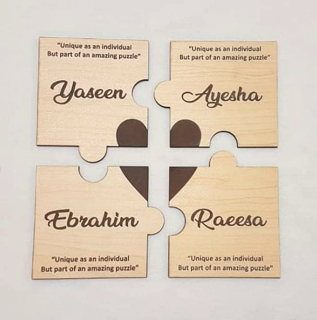 Wooden Family Puzzle Coaster Set